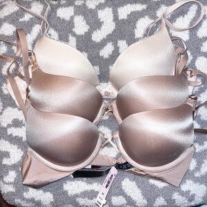 Victoria's Secret Satin Bra Set - Cream and Tan